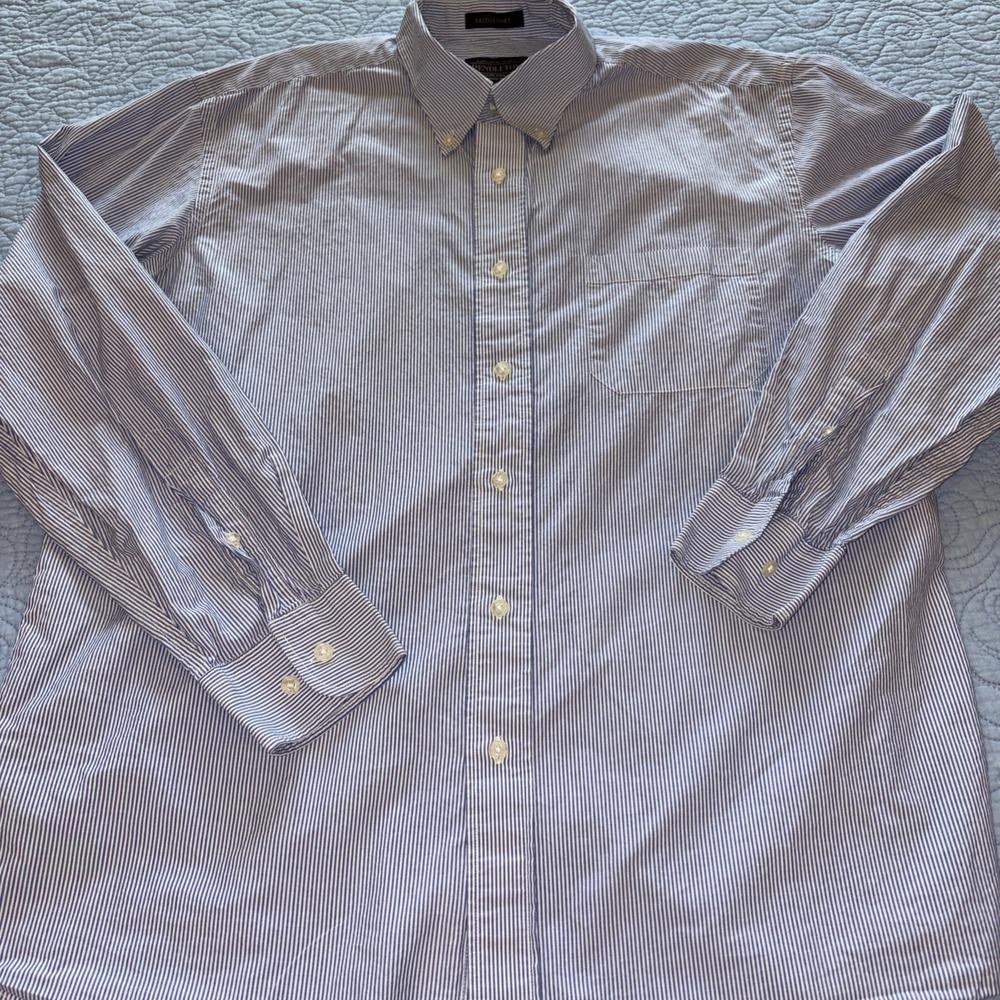 Pendleton Bridgeport Shirt Mens Large Striped Blue Long Sleeve Button Down